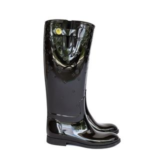 Louis Vuitton Women's 36 Black Rubber Rainboots Tall Rain Boots